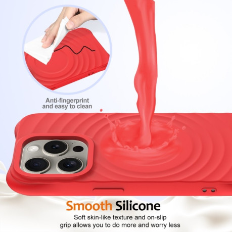 Чохол протиударний Wave Texture MagSafe Magnetic Liquid Silicone для iPhone 16 Pro - червоний