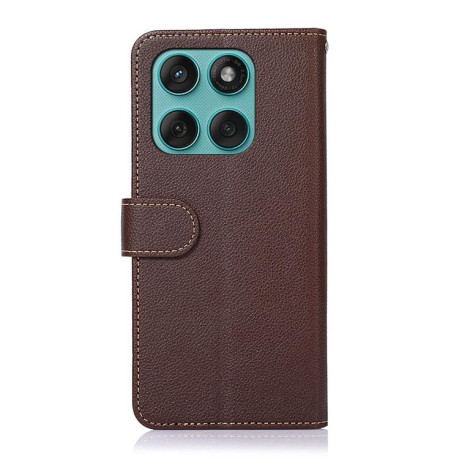 Чехол-книжка KHAZNEH Litchi Texture для Motorola Edge 60 Fusion / 60 Pro - коричневий