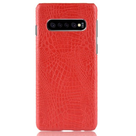 Ударопрочный чехол Crocodile Texture на Samsung Galaxy S10+/G975-красный