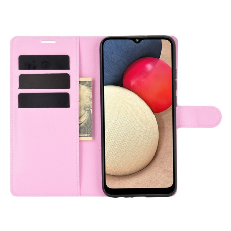 Чохол-книжка Litchi Texture Samsung Galaxy A02s - рожевий