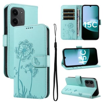 Чехол-книжка Dandelion Embossed Pattern Flip Leather на Xiaomi Redmi 15C 5G / 4G EU 173mm - зеленый