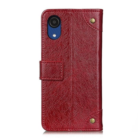 Чехол-книжка Copper Buckle Nappa для Samsung Galaxy A03 Core - винно-красный