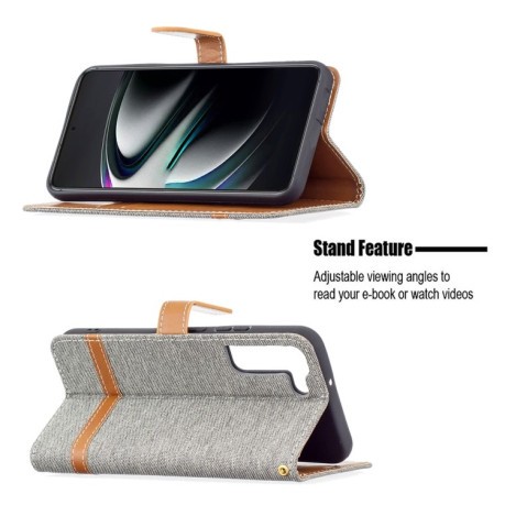 Чехол-книжка Color Matching Denim Texture на Samsung Galaxy S22 Plus 5G - серый