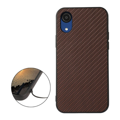 Противоударный чехол Carbon Fiber Skin для Samsung Galaxy A03 Core  - коричневый