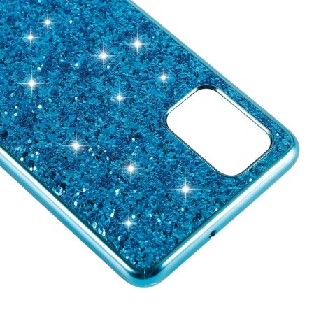 Ударозащитный чехол Glittery Powder на Samsung Galaxy A71 - синий