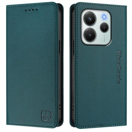 Чехол-книжка RC01 Dual-Folded Magnetic Suction RFID Leather на Xiaomi Redmi Note 14 4G 164.84mm  - зеленый