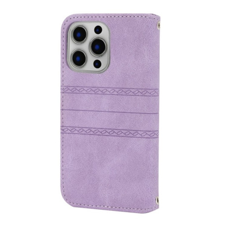 Чехол-книжка Embossed Striped для iPhone 13 mini - фиолетовый