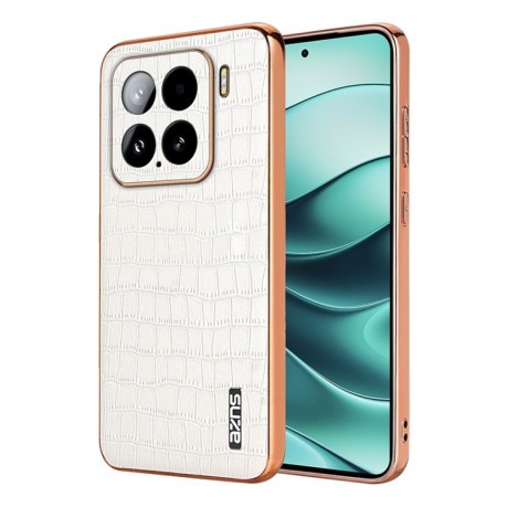 Чохол AZNS Electroplated Frame Crocodile Texture на Xiaomi 15 - білий