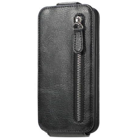Чохол Cross Leather Ring Vertical Zipper Wallet для Realme 12 - чорний