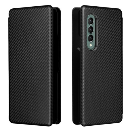Чехол-книжка Carbon Fiber Texture на Samsung Galaxy Z Fold 3 - черный
