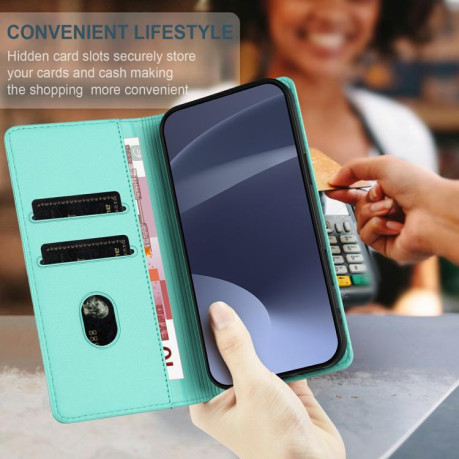 Чехол-книжка Embossed Multi-functional Wallet Retro Leather на Realme GT7 Pro - зеленый