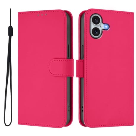 Чохол-книжка Skin Feel S-type для iPhone 16 Plus - пурпурно-червоний