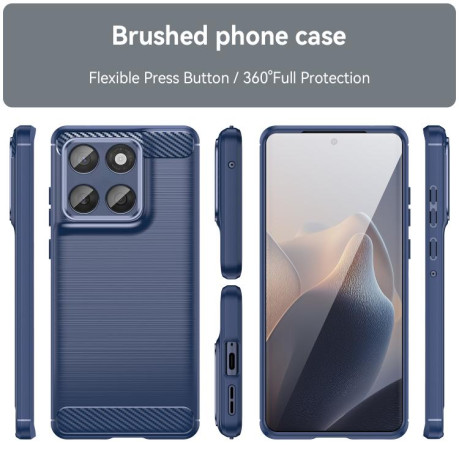 Противоударный чехол Brushed Texture Carbon Fiber на Motorola Edge 60 - синий