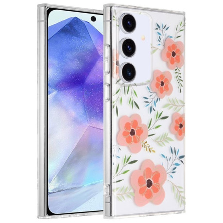 Чехол Dual-side Laminating IMD PC Hybrid TPU для Samsung Galaxy A55 - Orange Flowers