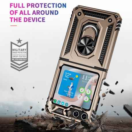 Противоударный чехол Magnetic with Holder на Samsung Galaxy Flip 5 - золотой