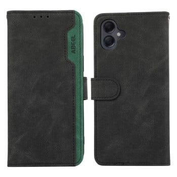 Чехол-книжка ABEEL с магнитной фиксацией RFID-экранирование на Samsung Galaxy A06 4G - Black-Green