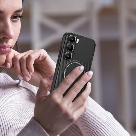 Противоударный чехол Carbon Fiber Texture (MagSafe) на Infinix Hot 60 Pro+ 4G - синий