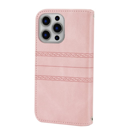 Чехол-книжка Embossed Striped для iPhone 13 mini - розовый