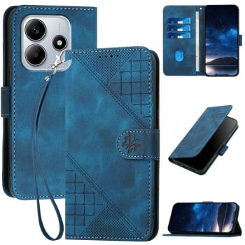 Чехол-книжка Grid Butterfly Embossed Pattern Flip Leather для Xiaomi Redmi Note 14 5G/Poco M7 Pro 5G - синий