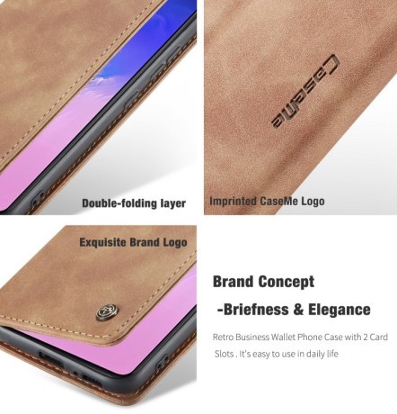 Кожаный чехол CaseMe-013 Multifunctional на Samsung Galaxy S10 Lite - коричневый