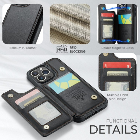 Чохол CaseMe C22 Card Slots Holder RFID Anti-theft для iPhone 16 Pro - чорний