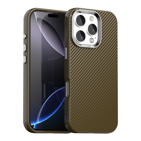 Ударозахисний чохол HMC Carbon Fiber Series IMD на iPhone 16 Pro Max - коричневий
