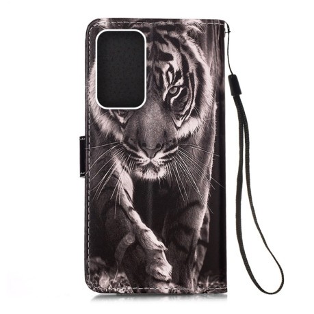Чехол-книжка Pattern Plain Weave для Samsung Galaxy A13 4G - Black White Tiger