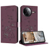 Чохол-книжка Embossed Kitten Phone Leather для Xiaomi Poco F7 Pro / F7 Ultra - винно-червоний