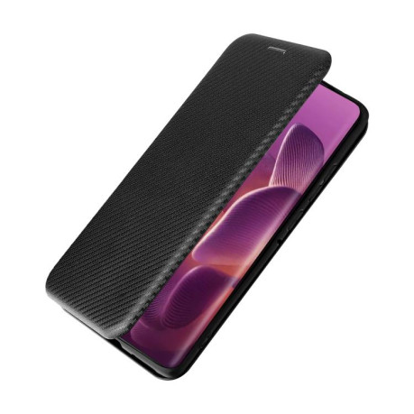Чехол-книжка Carbon Fiber Texture на Motorola Edge 60 Pro - черный