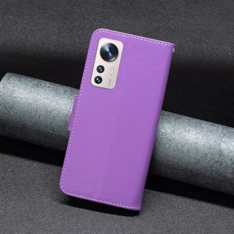 Чехол-книжка Litchi Texture Pure Color на Xiaomi 12 Lite - фиолетовый