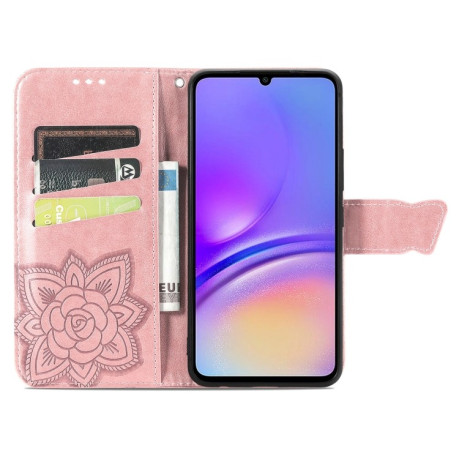 Чехол-книжка Butterfly Love Flower Embossed для Samsung Galaxy A05 - розовое золото