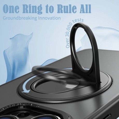 Ударозахисний чохол Metal Ring Holder 360 Degree Rotating для iPhone 15 Plus - чорний
