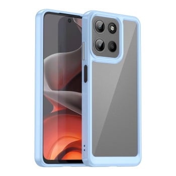 Противоударный чехол  Colorful Acrylic Series с цветной силиконовой боковиной на Motorola Moto G15 - синий