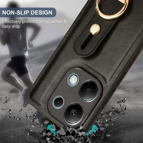 Противоударный чехол Wristband Leather Back для Xiaomi Redmi Note Redmi Note 14S/ 13 Pro 4G / POCO M6 Pro 4G - черный