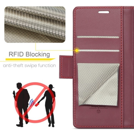 Чехол-книжка CaseMe 023 Butterfly Buckle Litchi Texture RFID Anti-theft Leather для iPhone 16 Pro - красный