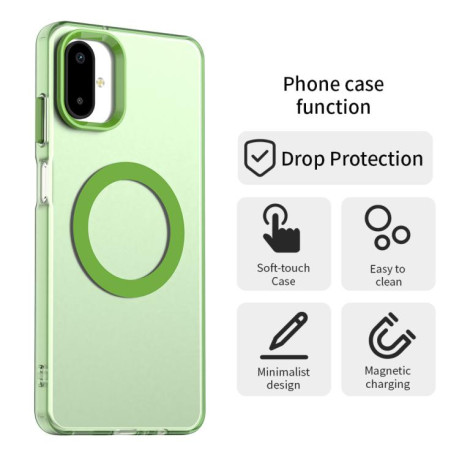 Противоударный чехол Candy Magsafe PC Hybrid TPU для Samsung Galaxy F06 5G / M06 5G - зеленый