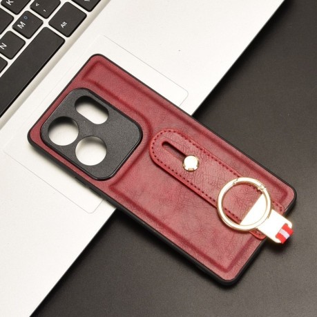 Противоударный чехол Wristband Leather Back для Infinix Zero 30 4G - красный