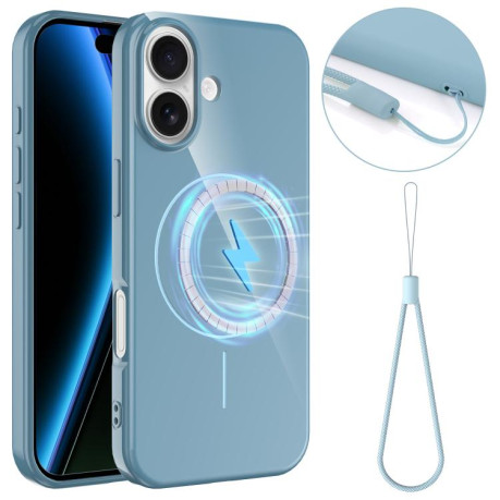 Противоударный чехол Glossy TPU Shockproof MagSafe на iPhone 17 - синий