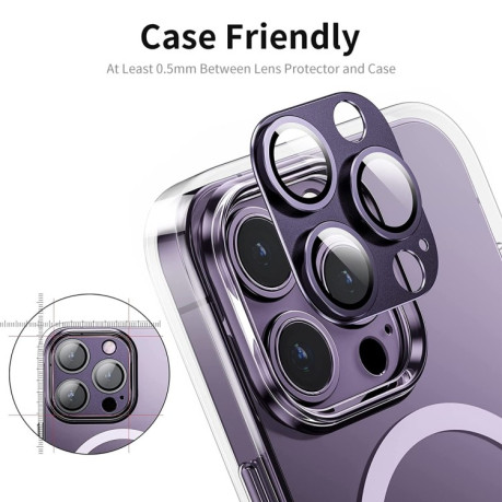 Защитное стекло на камеру ENKAY 9H Aluminium для iPhone 15 Pro / 15 Pro Max - черное