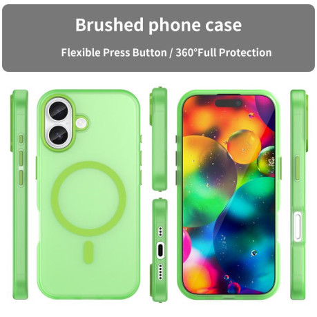 Противоударный чехол MagSafe Frosted Translucent TPU + PC для iPhone 17 - зеленый