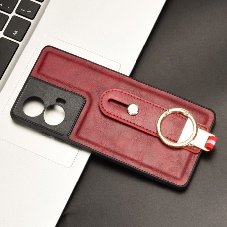 Противоударный чехол Wristband Leather Back для Motorola Moto G85 5G - красный