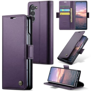 Чехол-книжка CaseMe 023 Butterfly Buckle Litchi Texture RFID для Samsung Galaxy  Fold 6 5G - фиолетовый
