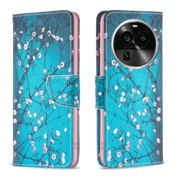 Чохол-книжка Colored Drawing Pattern Invisible для OPPO Find X6 Pro 5G - Plum Blossom