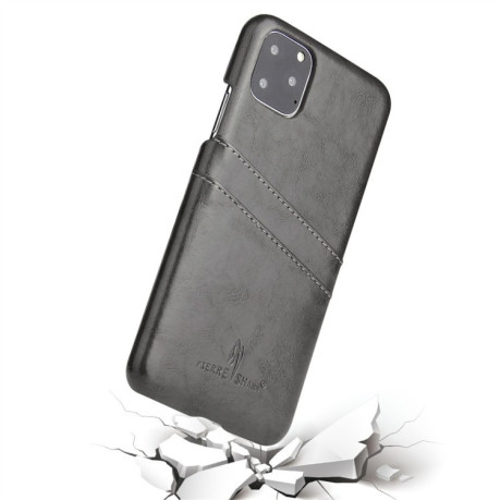 Кожаный чехол Fierre Shann Retro Oil Wax Texture со слотом для кредитных карт на iPhone 11 Pro- черный