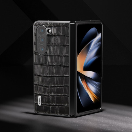 Протиударний шкіряний чохол ABEEL Crocodile Texture для Samsung Galaxy Fold 5 - чорний