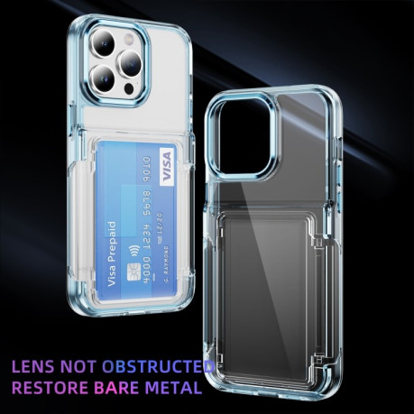 Противоударный чехол Card Holder Acrylic Hybrid TPU для iPhone 16 Pro - синий