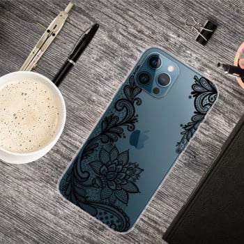 Чехол Painted Pattern для iPhone 13 Pro Max - Black Rose