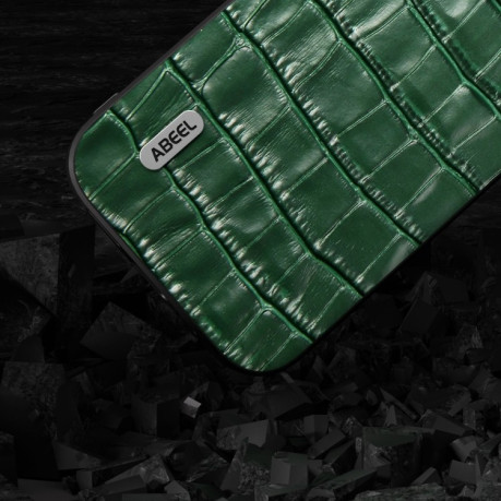 Чохол протиударний ABEEL Crocodile Texture Genuine Leather для iPhone 15 Pro Max - зелений
