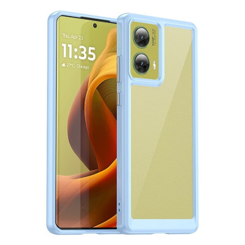 Противоударный чехол  Colorful Acrylic Series с цветной силиконовой боковиной на Motorola Moto G85 - синий