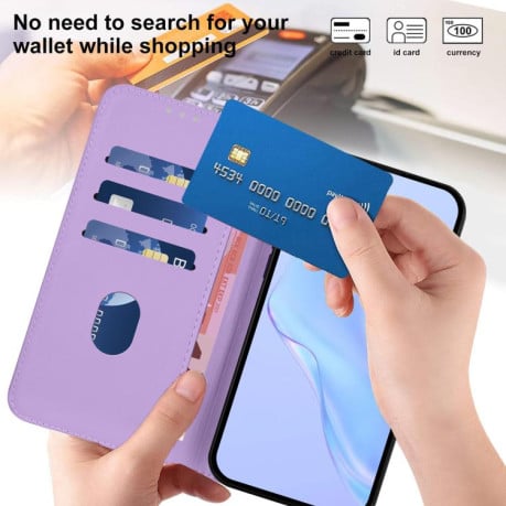 Чехол-книжка с мягким покрытием (Skin Feel) со шнурком на Xiaomi Poco M7 4G 169mm - фиолетовый